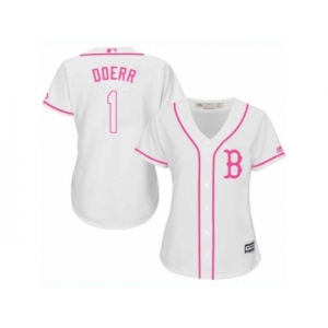 Women's Majestic Boston Red Sox #1 Bobby Doerr Replica White Fashion MLB Jersey