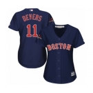 Women's Majestic Boston Red Sox #11 Rafael Devers Authentic Navy Blue Alternate Road 2018 World Series Champions MLB Jersey