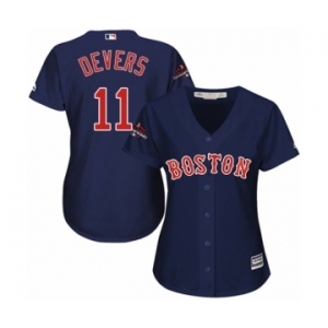 Women's Majestic Boston Red Sox #11 Rafael Devers Authentic Navy Blue Alternate Road 2018 World Series Champions MLB Jersey