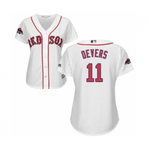 Women's Majestic Boston Red Sox #11 Rafael Devers Authentic White Home 2018 World Series Champions MLB Jersey