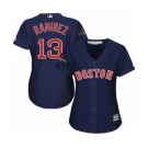 Women's Majestic Boston Red Sox #13 Hanley Ramirez Authentic Navy Blue Alternate Road 2018 World Series Champions MLB Jersey