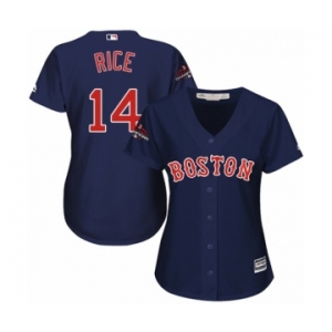 Women's Majestic Boston Red Sox #14 Jim Rice Authentic Navy Blue Alternate Road 2018 World Series Champions MLB Jersey