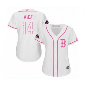 Women's Majestic Boston Red Sox #14 Jim Rice Authentic White Fashion 2018 World Series Champions MLB Jersey