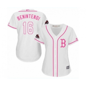 Women's Majestic Boston Red Sox #16 Andrew Benintendi Authentic White Fashion 2018 World Series Champions MLB Jersey
