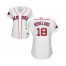 Women's Majestic Boston Red Sox #18 Mitch Moreland Authentic White Home 2018 World Series Champions MLB Jersey