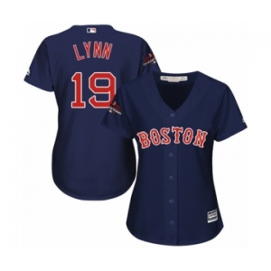 Women's Majestic Boston Red Sox #19 Fred Lynn Authentic Navy Blue Alternate Road 2018 World Series Champions MLB Jersey