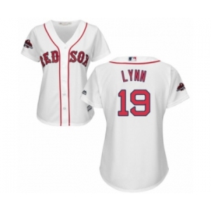 Women's Majestic Boston Red Sox #19 Fred Lynn Authentic White Home 2018 World Series Champions MLB Jersey