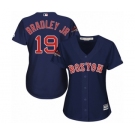 Women's Majestic Boston Red Sox #19 Jackie Bradley Jr Authentic Navy Blue Alternate Road 2018 World Series Champions MLB Jersey