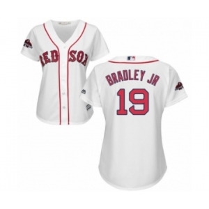 Women's Majestic Boston Red Sox #19 Jackie Bradley Jr Authentic White Home 2018 World Series Champions MLB Jersey
