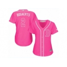 Women's Majestic Boston Red Sox #2 Xander Bogaerts Authentic Pink Fashion MLB Jersey