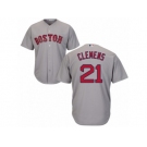 Women's Majestic Boston Red Sox #21 Roger Clemens Authentic Grey Road MLB Jersey