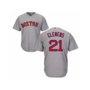 Women's Majestic Boston Red Sox #21 Roger Clemens Authentic Grey Road MLB Jersey