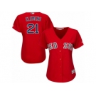 Women's Majestic Boston Red Sox #21 Roger Clemens Authentic Red Alternate Home MLB Jersey