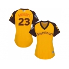 Women's Majestic Boston Red Sox #23 Blake Swihart Authentic Yellow 2016 All-Star American League BP Cool Base MLB Jersey