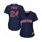 Women's Majestic Boston Red Sox #24 David Price Authentic Navy Blue Alternate Road 2018 World Series Champions MLB Jersey