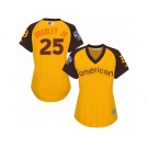 Women's Majestic Boston Red Sox #25 Jackie Bradley Jr Authentic Yellow 2016 All-Star American League BP Cool Base MLB Jersey