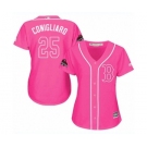 Women's Majestic Boston Red Sox #25 Tony Conigliaro Authentic Pink Fashion 2018 World Series Champions MLB Jersey