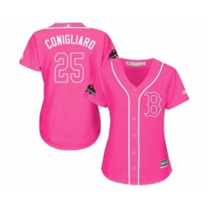 Women's Majestic Boston Red Sox #25 Tony Conigliaro Authentic Pink Fashion 2018 World Series Champions MLB Jersey