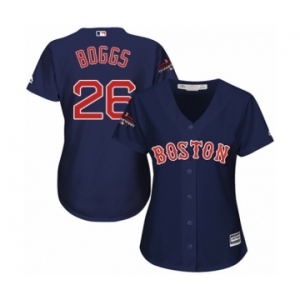 Women's Majestic Boston Red Sox #26 Wade Boggs Authentic Navy Blue Alternate Road 2018 World Series Champions MLB Jersey