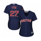 Women's Majestic Boston Red Sox #27 Carlton Fisk Authentic Navy Blue Alternate Road 2018 World Series Champions MLB Jersey