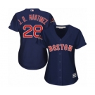 Women's Majestic Boston Red Sox #28 J. D. Martinez Authentic Navy Blue Alternate Road 2018 World Series Champions MLB Jersey