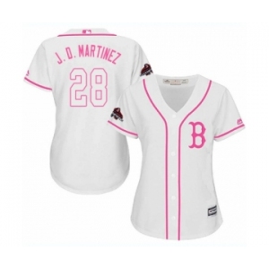 Women's Majestic Boston Red Sox #28 J. D. Martinez Authentic White Fashion 2018 World Series Champions MLB Jersey
