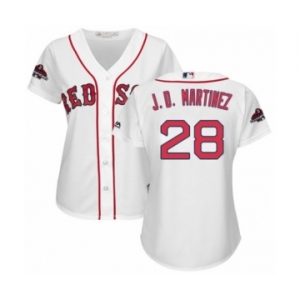 Women's Majestic Boston Red Sox #28 J. D. Martinez Authentic White Home 2018 World Series Champions MLB Jersey