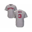 Women's Majestic Boston Red Sox #3 Babe Ruth Authentic Grey Road MLB Jersey