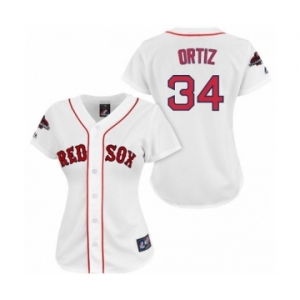 Women's Majestic Boston Red Sox #34 David Ortiz Authentic White 2018 World Series Champions MLB Jersey