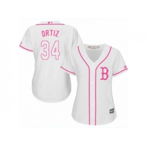 Women's Majestic Boston Red Sox #34 David Ortiz Replica White Fashion MLB Jersey