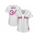 Women's Majestic Boston Red Sox #34 David Ortiz Replica White Mother's Day MLB Jersey