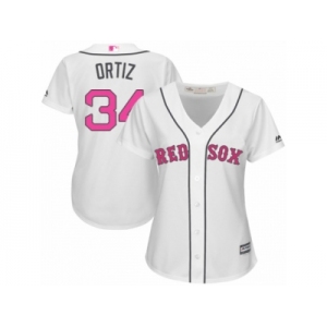 Women's Majestic Boston Red Sox #34 David Ortiz Replica White Mother's Day MLB Jersey