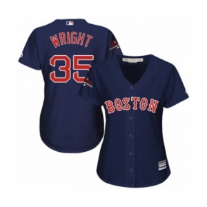 Women's Majestic Boston Red Sox #35 Steven Wright Authentic Navy Blue Alternate Road 2018 World Series Champions MLB Jersey