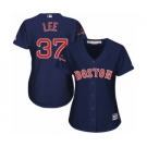 Women's Majestic Boston Red Sox #37 Bill Lee Authentic Navy Blue Alternate Road 2018 World Series Champions MLB Jersey
