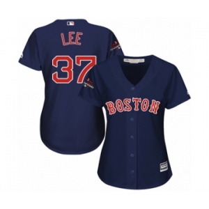 Women's Majestic Boston Red Sox #37 Bill Lee Authentic Navy Blue Alternate Road 2018 World Series Champions MLB Jersey