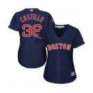 Women's Majestic Boston Red Sox #38 Rusney Castillo Authentic Navy Blue Alternate Road 2018 World Series Champions MLB Jersey
