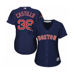 Women's Majestic Boston Red Sox #38 Rusney Castillo Authentic Navy Blue Alternate Road 2018 World Series Champions MLB Jersey