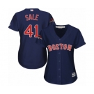 Women's Majestic Boston Red Sox #41 Chris Sale Authentic Navy Blue Alternate Road 2018 World Series Champions MLB Jersey