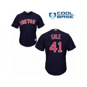 Women's Majestic Boston Red Sox #41 Chris Sale Authentic Navy Blue Alternate Road MLB Jersey