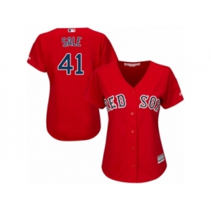 Women's Majestic Boston Red Sox #41 Chris Sale Authentic Red Alternate Home MLB Jersey