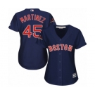 Women's Majestic Boston Red Sox #45 Pedro Martinez Authentic Navy Blue Alternate Road 2018 World Series Champions MLB Jersey