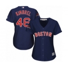 Women's Majestic Boston Red Sox #46 Craig Kimbrel Authentic Navy Blue Alternate Road 2018 World Series Champions MLB Jersey