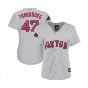 Women's Majestic Boston Red Sox #47 Tyler Thornburg Authentic Grey Road 2018 World Series Champions MLB Jersey