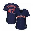 Women's Majestic Boston Red Sox #47 Tyler Thornburg Authentic Navy Blue Alternate Road 2018 World Series Champions MLB Jersey