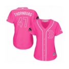 Women's Majestic Boston Red Sox #47 Tyler Thornburg Authentic Pink Fashion 2018 World Series Champions MLB Jersey