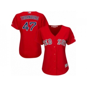 Women's Majestic Boston Red Sox #47 Tyler Thornburg Authentic Red Alternate Home MLB Jersey