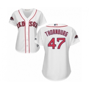Women's Majestic Boston Red Sox #47 Tyler Thornburg Authentic White Home 2018 World Series Champions MLB Jersey