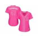 Women's Majestic Boston Red Sox #47 Tyler Thornburg Replica Pink Fashion MLB Jersey