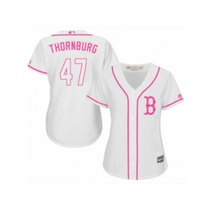 Women's Majestic Boston Red Sox #47 Tyler Thornburg Replica White Fashion MLB Jersey