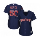 Women's Majestic Boston Red Sox #50 Mookie Betts Authentic Navy Blue Alternate Road 2018 World Series Champions MLB Jersey